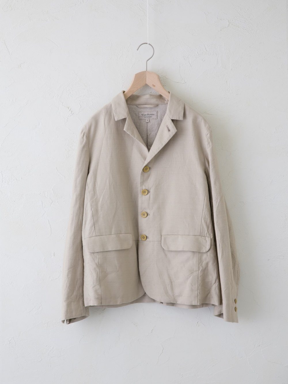 ヴラスブラム　コットンリネン　ラチネ　テーラードジャケット　ホワイト Cotton Linen ラチネ テーラードジャケット | SALE ITEM | Vlas blomme