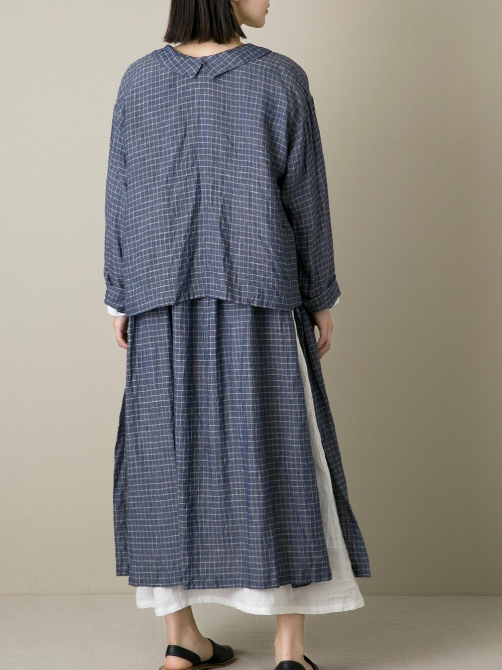 Chambray Linen Check 2Way ブラウス | ITEM | Vlas blomme 