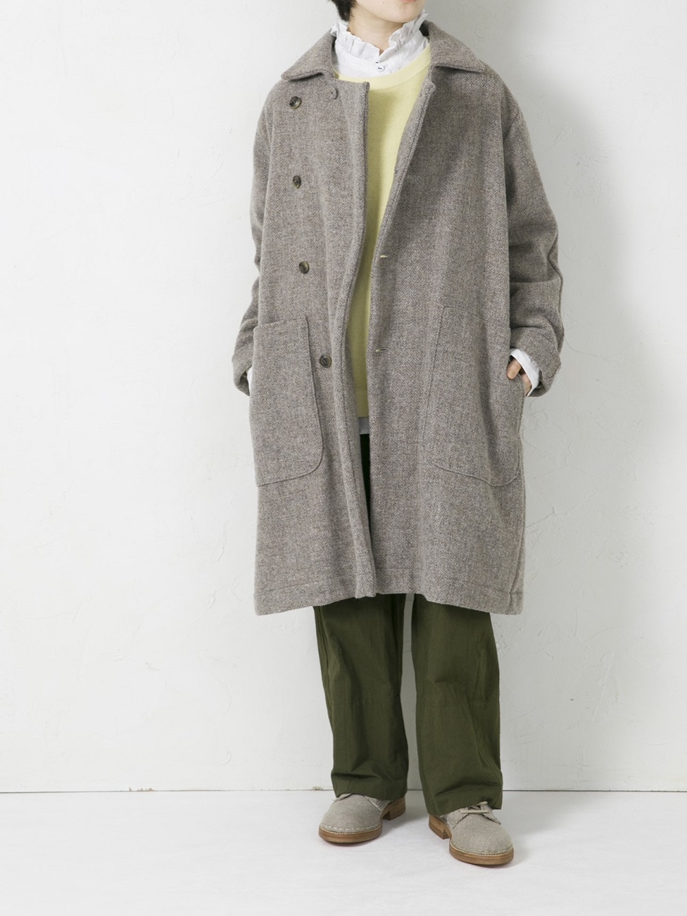 Wool Tweed 裏付きコート | SALE ITEM | Vlas blomme｜ ヴラスブラム