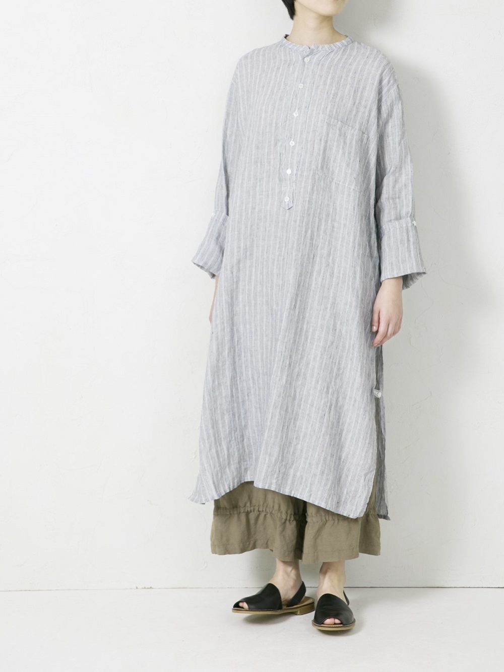 Linen Stripe カフタンロングシャツ | ITEM | Vlas blomme 