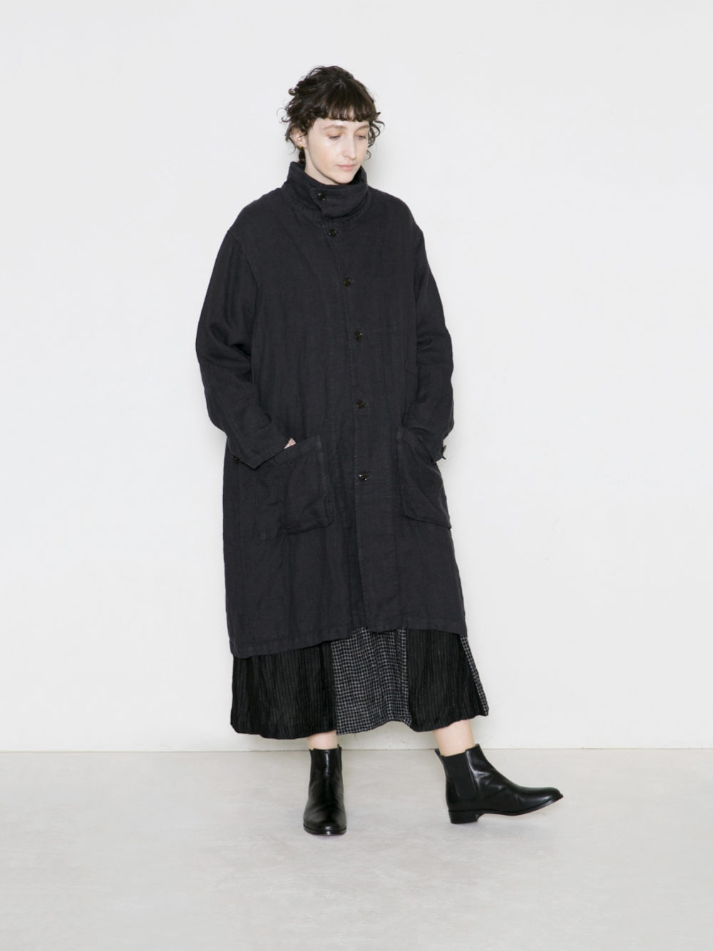 Vlas Blomme / Wool Linenコート Vlas Blomme｜ウール リネン ソフト ツイード コート 13414114-mn